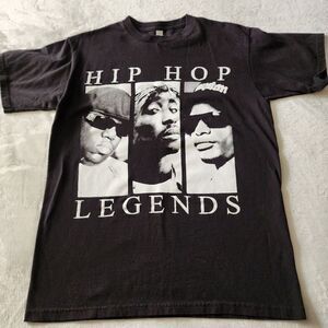 American Apparel Hip Hop Legends Black With White Haddock Tshirt Size Medium